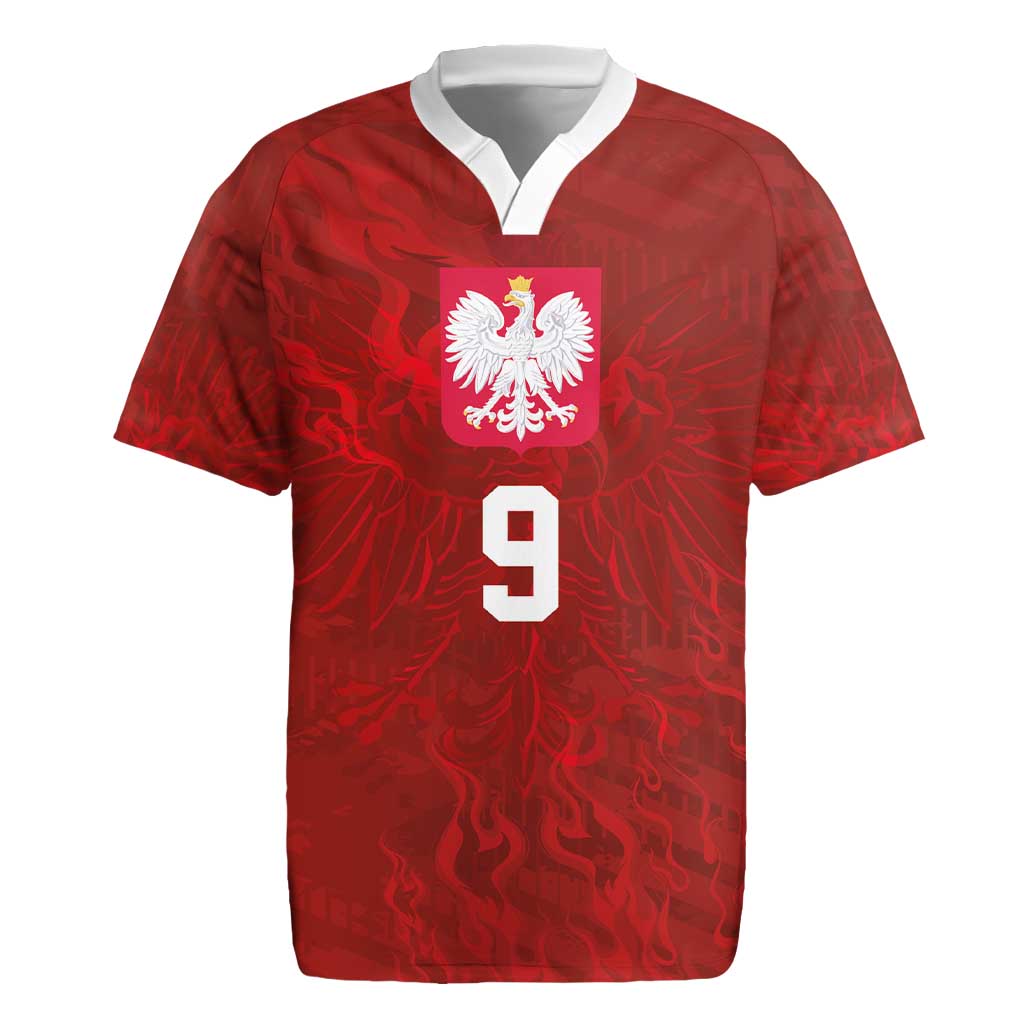 Custom Poland National Football Rugby Jersey The Eagles on Flames - Wonder Print Shop