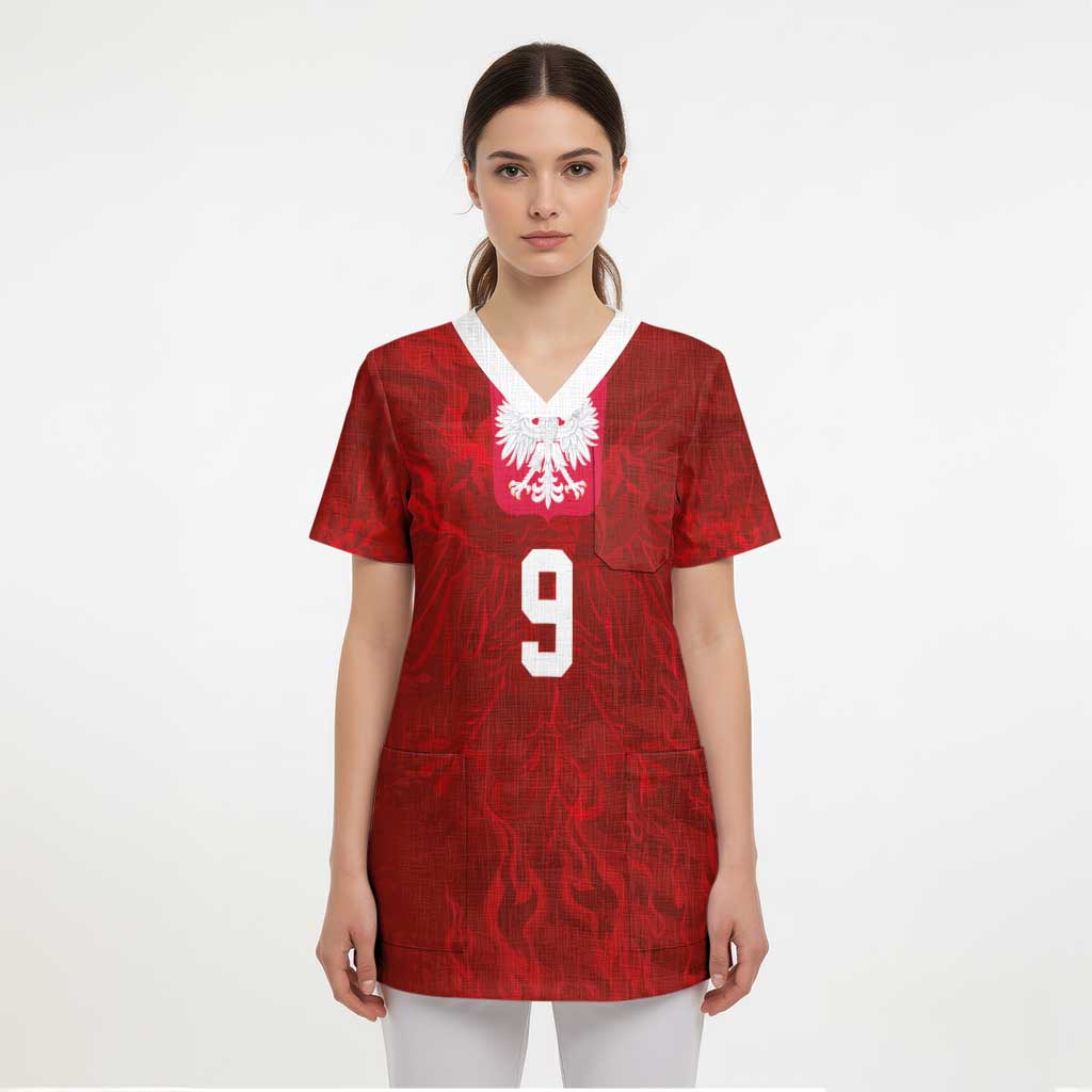Custom Poland National Football Scrub Top The Eagles on Flames - Wonder Print Shop