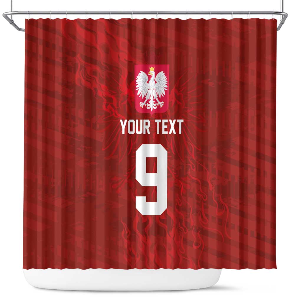 Custom Poland National Football Shower Curtain The Eagles on Flames - Wonder Print Shop