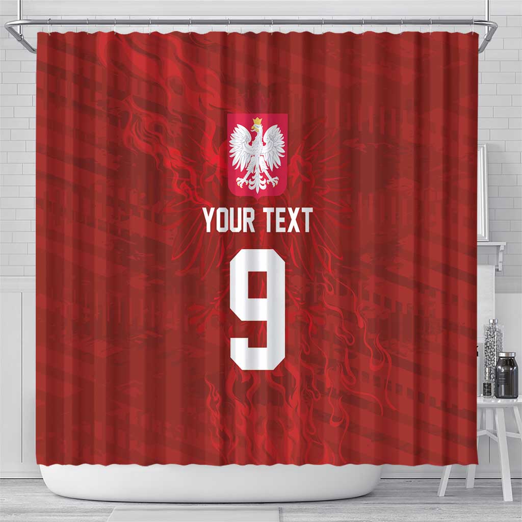 Custom Poland National Football Shower Curtain The Eagles on Flames - Wonder Print Shop