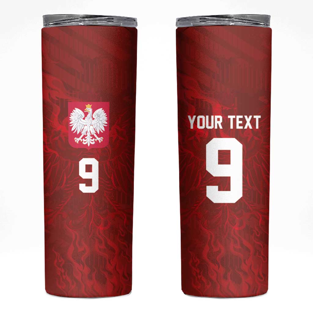 Custom Poland National Football Skinny Tumbler The Eagles on Flames - Wonder Print Shop