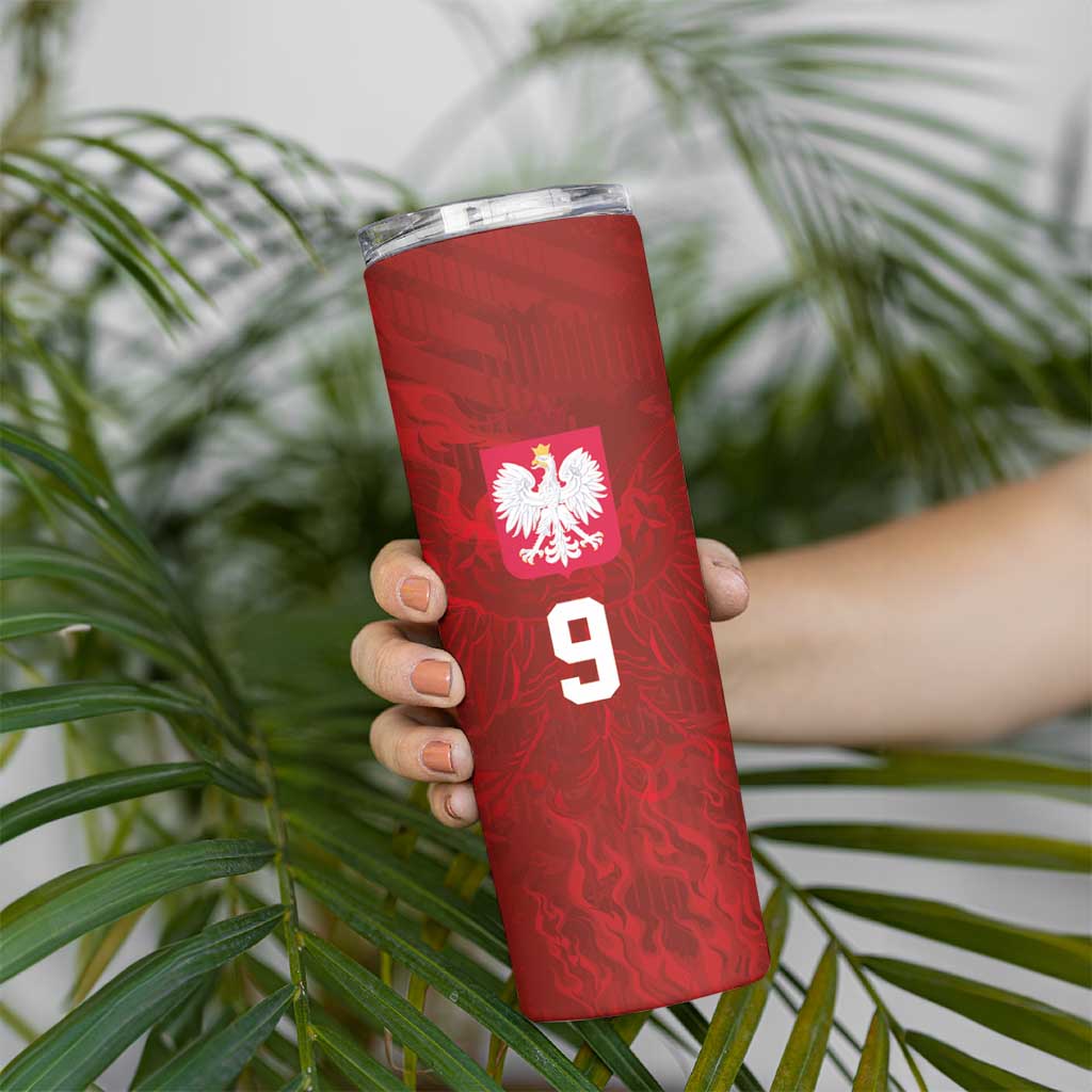 Custom Poland National Football Skinny Tumbler The Eagles on Flames - Wonder Print Shop