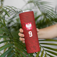 Custom Poland National Football Skinny Tumbler The Eagles on Flames - Wonder Print Shop
