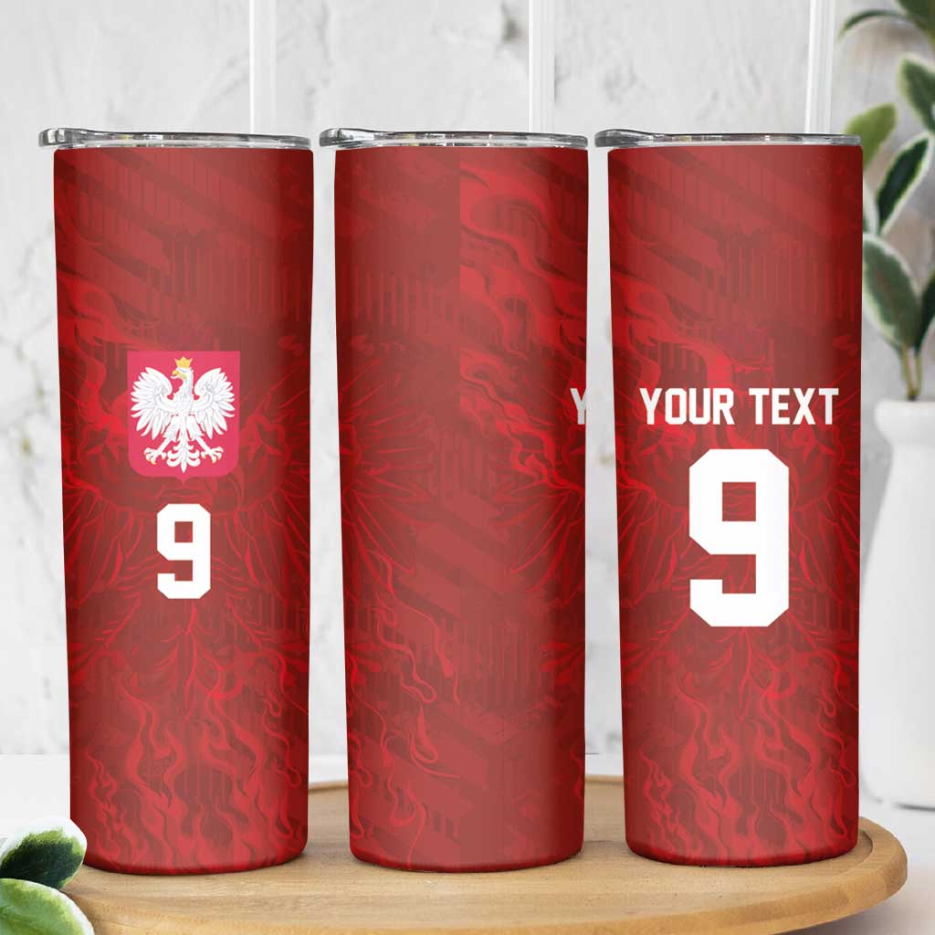 Custom Poland National Football Skinny Tumbler The Eagles on Flames - Wonder Print Shop