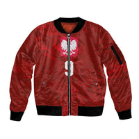 Custom Poland National Football Sleeve Zip Bomber Jacket The Eagles on Flames - Wonder Print Shop