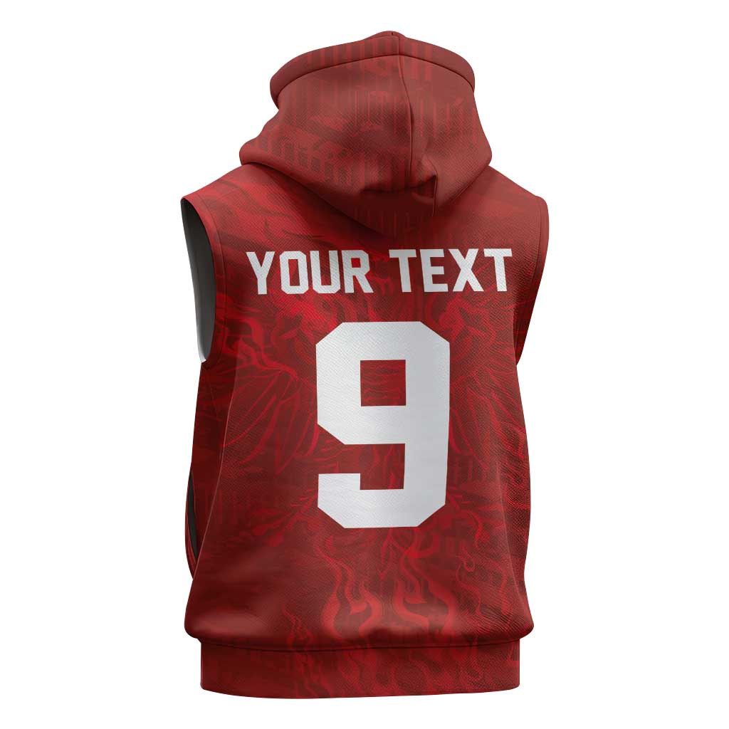 Custom Poland National Football Sleeveless Hoodie The Eagles on Flames - Wonder Print Shop