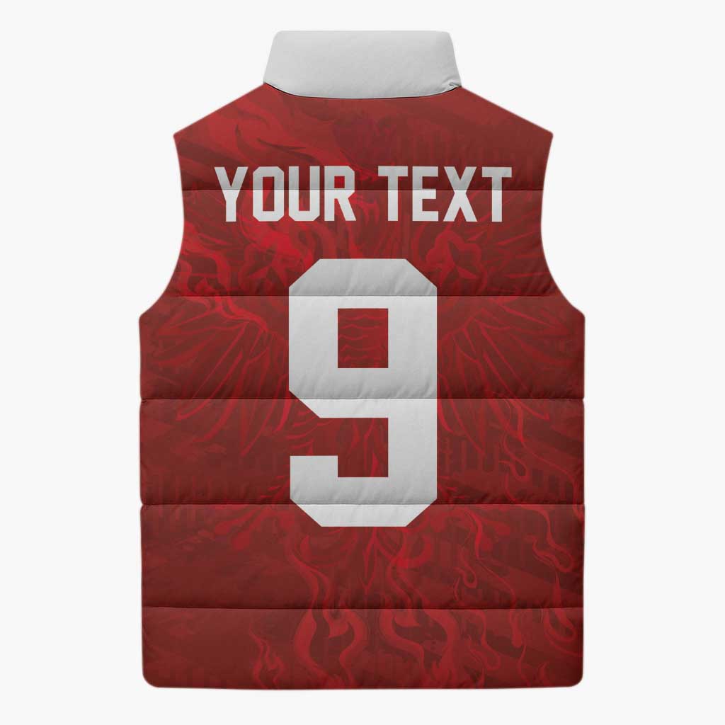Custom Poland National Football Sleeveless Puffer Jacket The Eagles on Flames - Wonder Print Shop