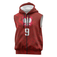 Custom Poland National Football Sleeveless Zip Hoodie The Eagles on Flames - Wonder Print Shop