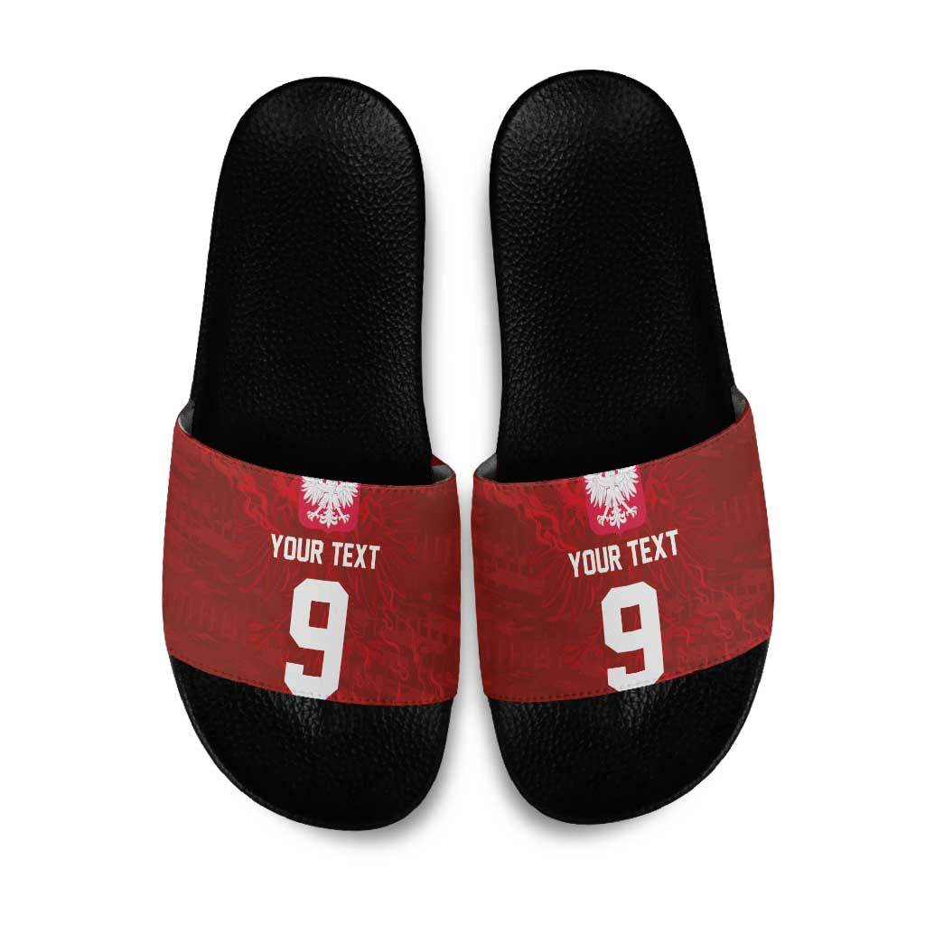 Custom Poland National Football Slide Sandals The Eagles on Flames - Wonder Print Shop
