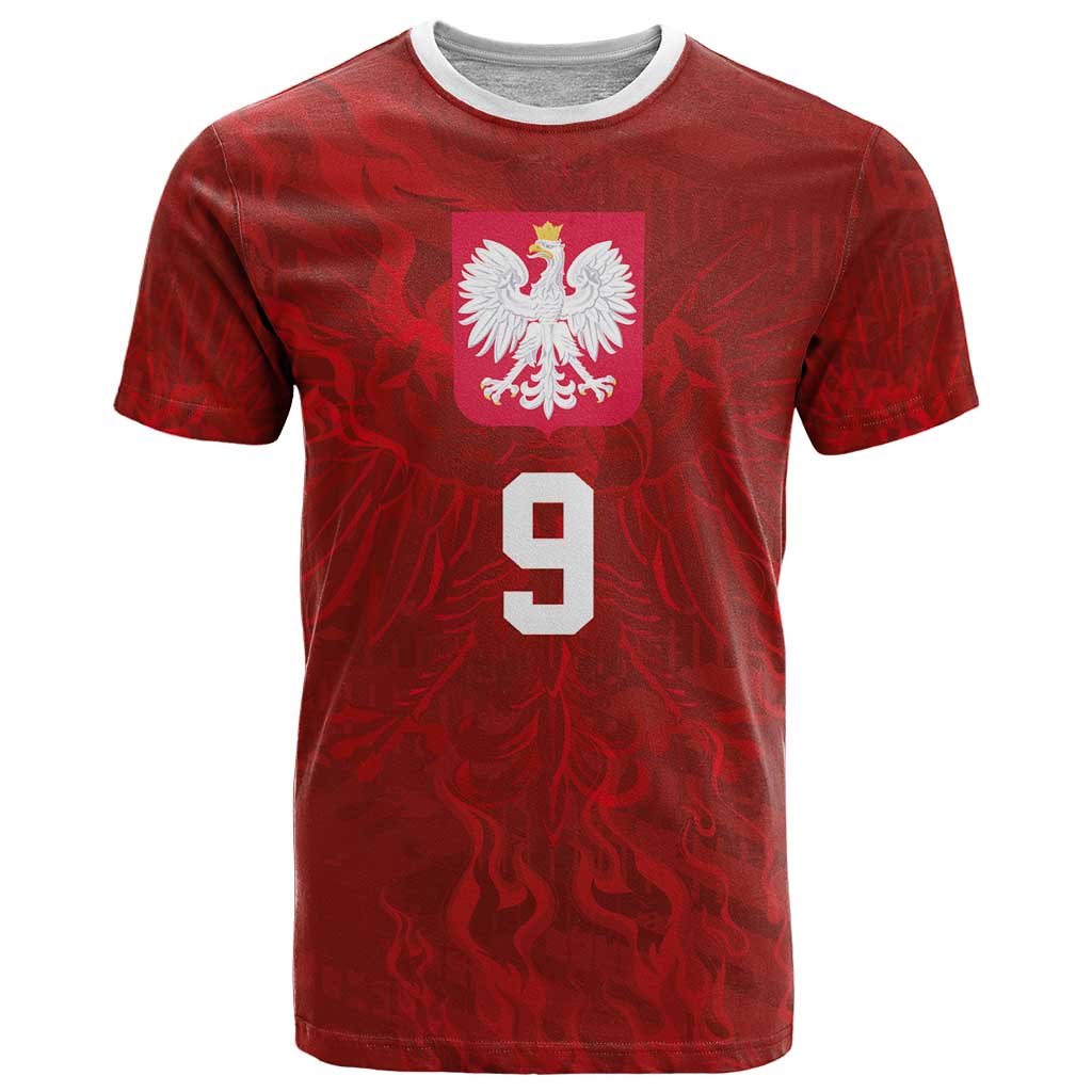 Custom Poland National Football T Shirt The Eagles on Flames - Wonder Print Shop