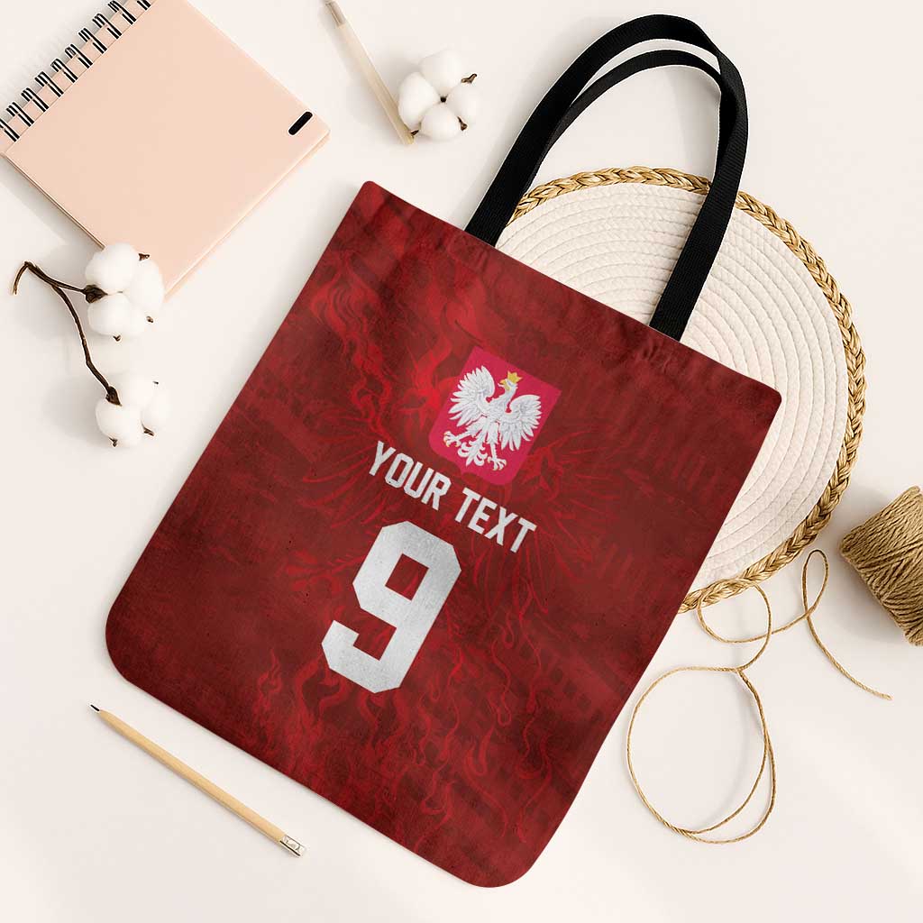 Custom Poland National Football Tote Bag The Eagles on Flames - Wonder Print Shop