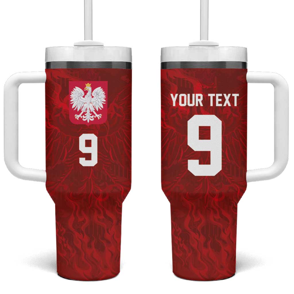 Custom Poland National Football Tumbler With Handle The Eagles on Flames - Wonder Print Shop