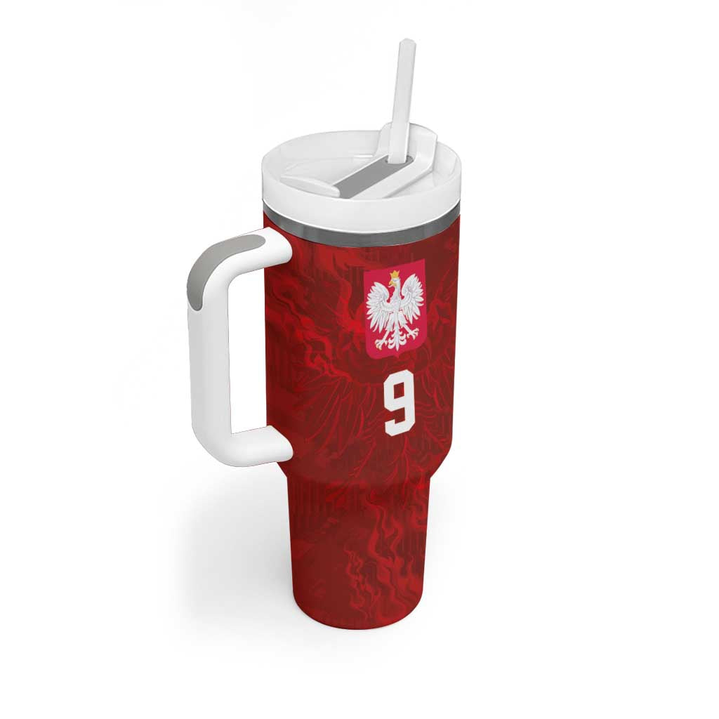 Custom Poland National Football Tumbler With Handle The Eagles on Flames - Wonder Print Shop