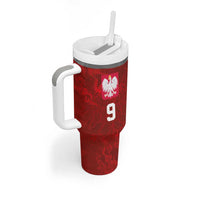 Custom Poland National Football Tumbler With Handle The Eagles on Flames - Wonder Print Shop
