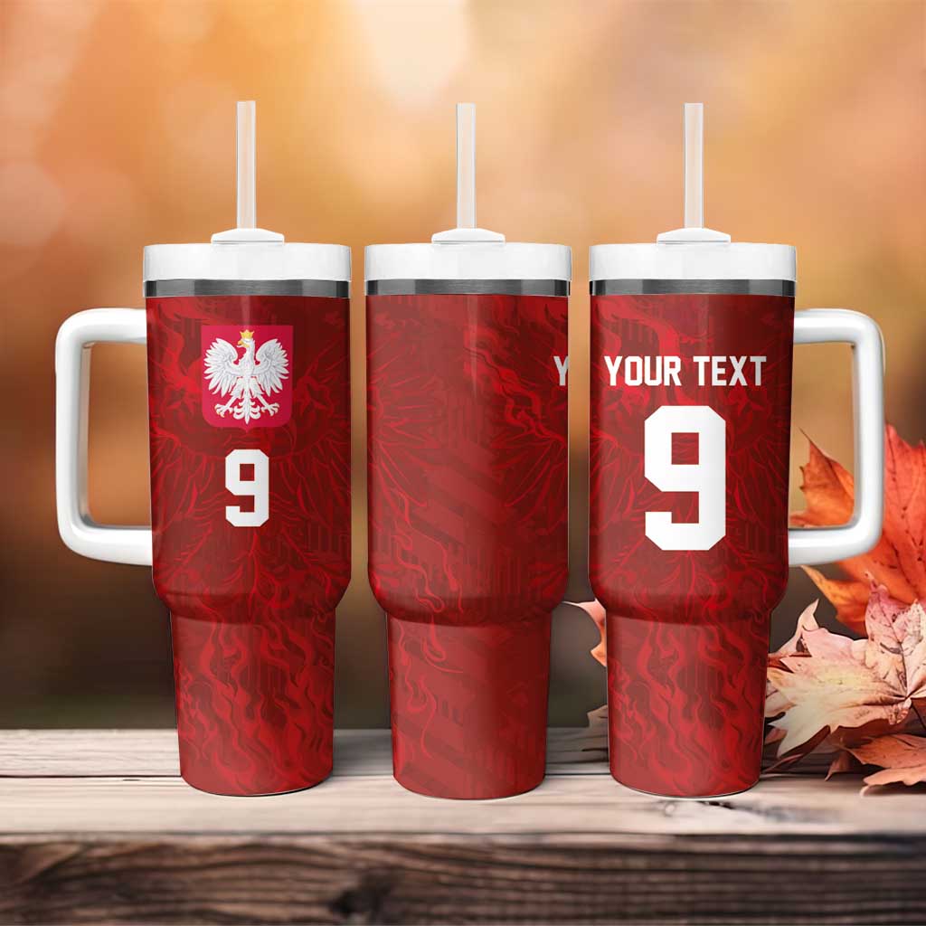 Custom Poland National Football Tumbler With Handle The Eagles on Flames - Wonder Print Shop
