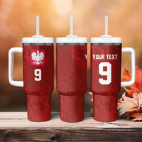 Custom Poland National Football Tumbler With Handle The Eagles on Flames - Wonder Print Shop