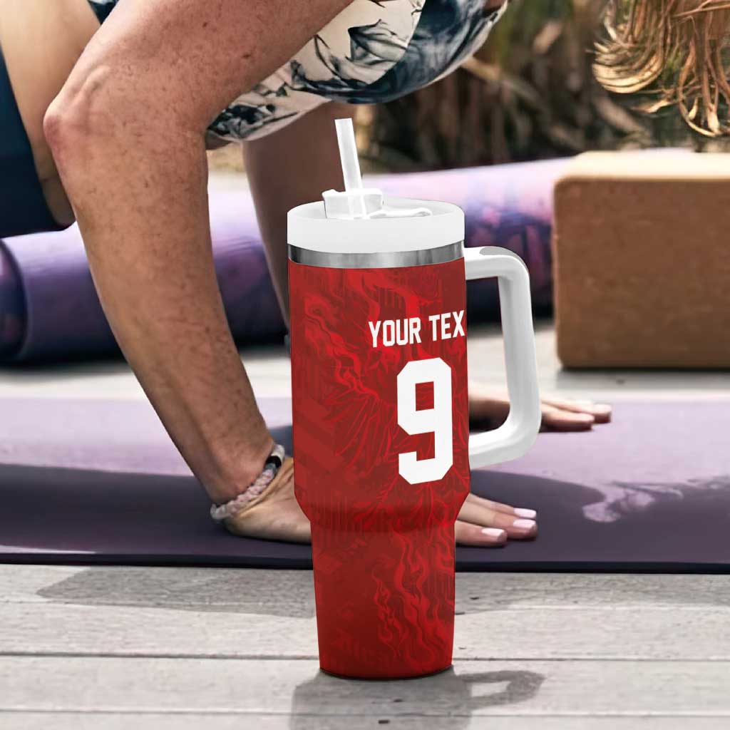 Custom Poland National Football Tumbler With Handle The Eagles on Flames - Wonder Print Shop
