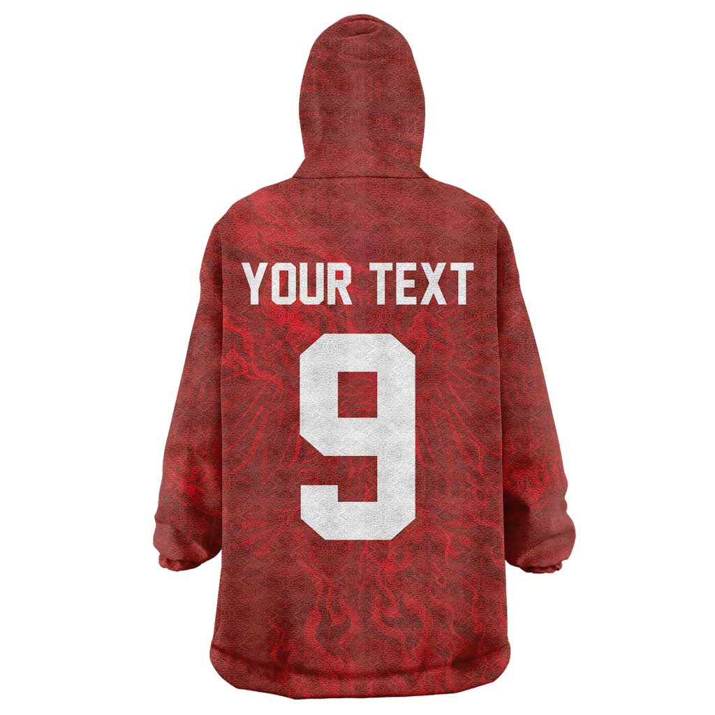 Custom Poland National Football Wearable Blanket Hoodie The Eagles on Flames - Wonder Print Shop