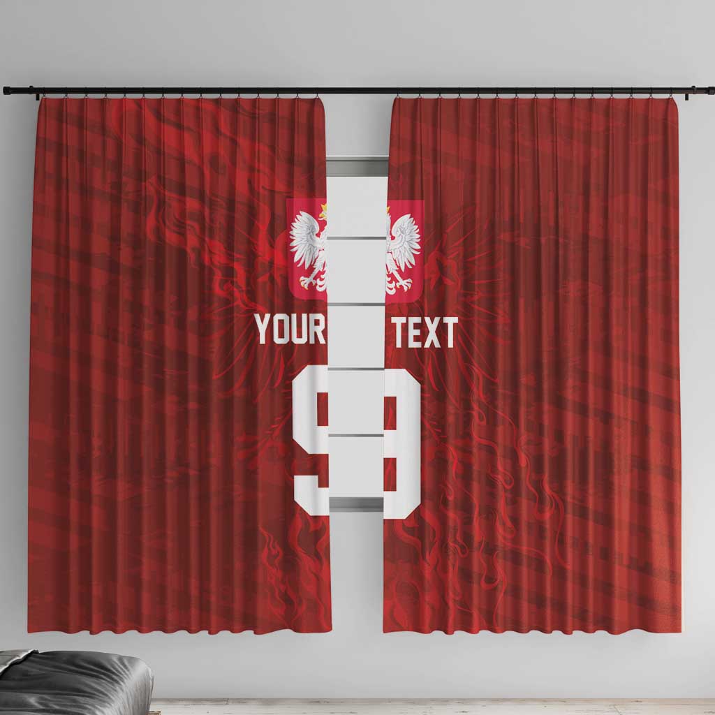 Custom Poland National Football Window Curtain The Eagles on Flames - Wonder Print Shop