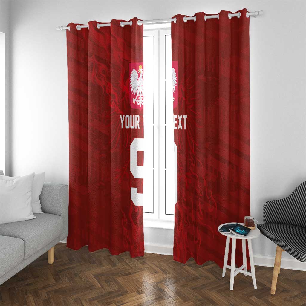 Custom Poland National Football Window Curtain The Eagles on Flames - Wonder Print Shop