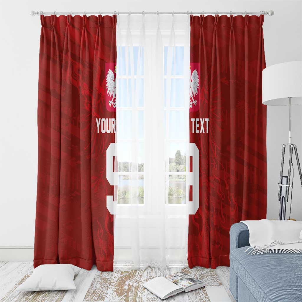 Custom Poland National Football Window Curtain The Eagles on Flames - Wonder Print Shop