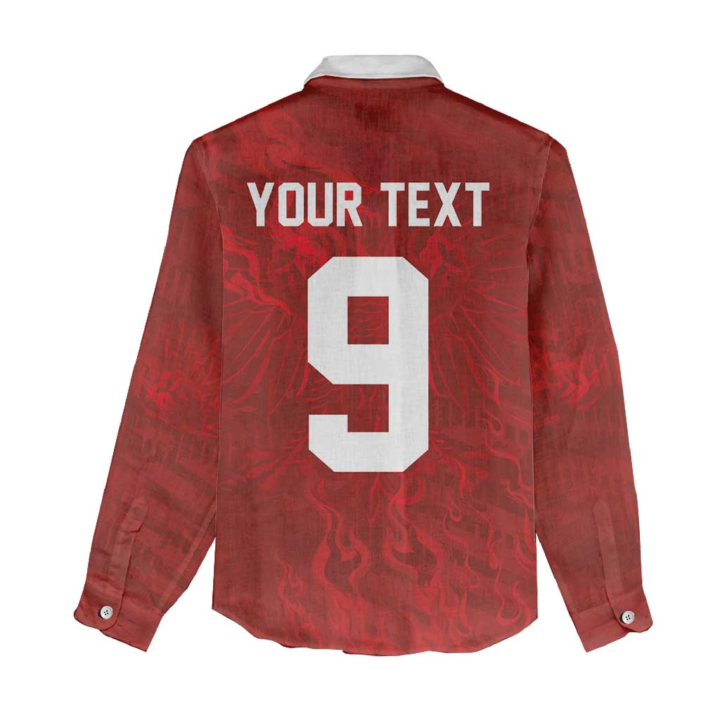 Custom Poland National Football Women Casual Shirt The Eagles on Flames - Wonder Print Shop