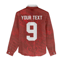 Custom Poland National Football Women Casual Shirt The Eagles on Flames - Wonder Print Shop