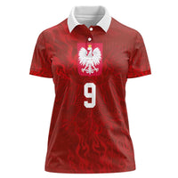 Custom Poland National Football Women Polo Shirt The Eagles on Flames - Wonder Print Shop