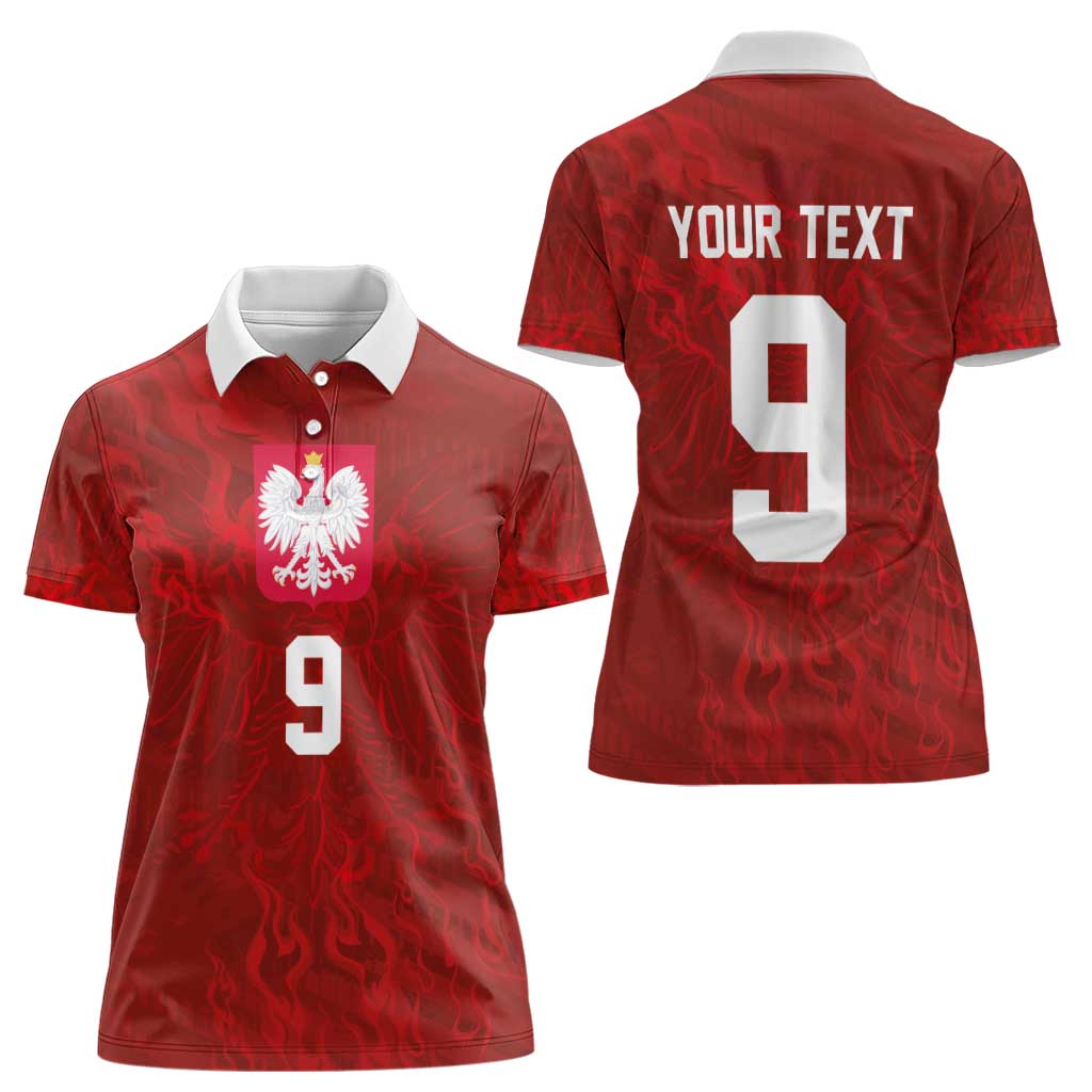 Custom Poland National Football Women Polo Shirt The Eagles on Flames - Wonder Print Shop
