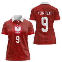Custom Poland National Football Women Polo Shirt The Eagles on Flames - Wonder Print Shop