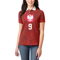 Custom Poland National Football Women Polo Shirt The Eagles on Flames - Wonder Print Shop