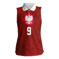 Custom Poland National Football Women Sleeveless Polo Shirt The Eagles on Flames - Wonder Print Shop