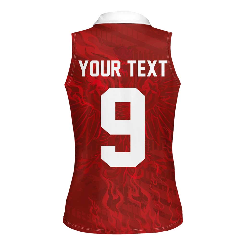 Custom Poland National Football Women Sleeveless Polo Shirt The Eagles on Flames - Wonder Print Shop