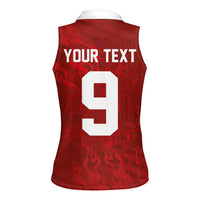 Custom Poland National Football Women Sleeveless Polo Shirt The Eagles on Flames - Wonder Print Shop