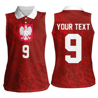 Custom Poland National Football Women Sleeveless Polo Shirt The Eagles on Flames - Wonder Print Shop