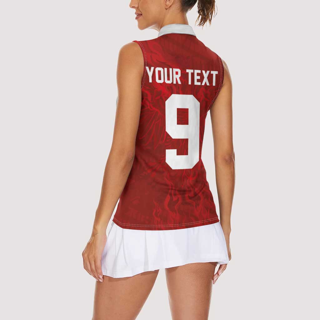 Custom Poland National Football Women Sleeveless Polo Shirt The Eagles on Flames - Wonder Print Shop