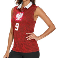 Custom Poland National Football Women Sleeveless Polo Shirt The Eagles on Flames - Wonder Print Shop