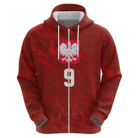 Custom Poland National Football Zip Hoodie The Eagles on Flames - Wonder Print Shop