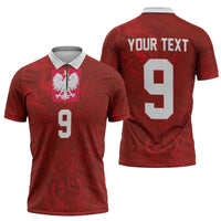 Custom Poland National Football Zipper Polo Shirt The Eagles on Flames - Wonder Print Shop