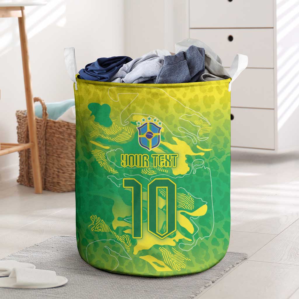Custom Brazil National Football Laundry Basket South American Wild Nature Sporty Style - Wonder Print Shop