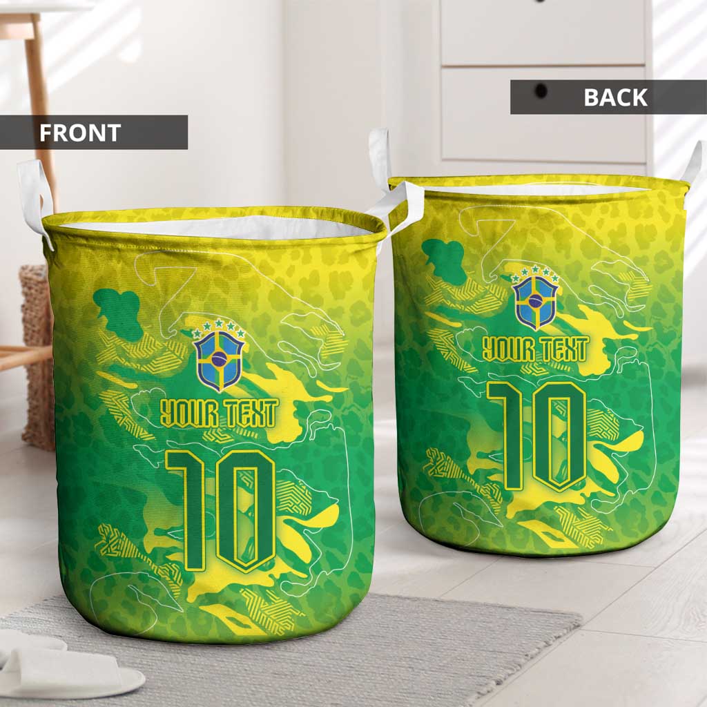 Custom Brazil National Football Laundry Basket South American Wild Nature Sporty Style - Wonder Print Shop