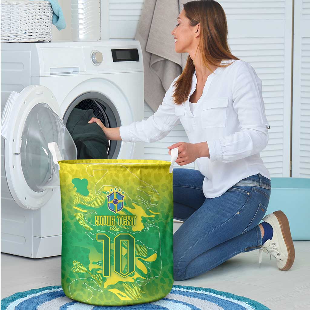 Custom Brazil National Football Laundry Basket South American Wild Nature Sporty Style - Wonder Print Shop
