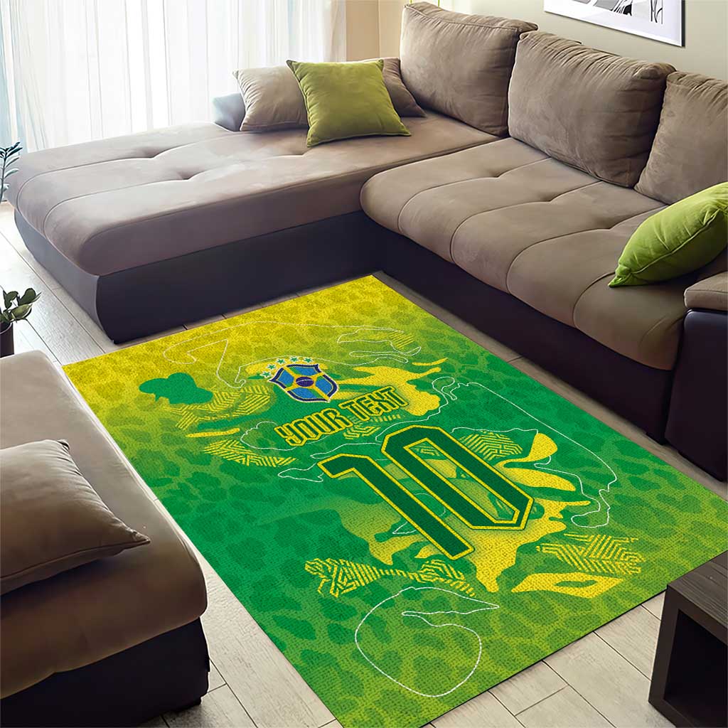 Custom Brazil National Football Area Rug South American Wild Nature Sporty Style - Wonder Print Shop