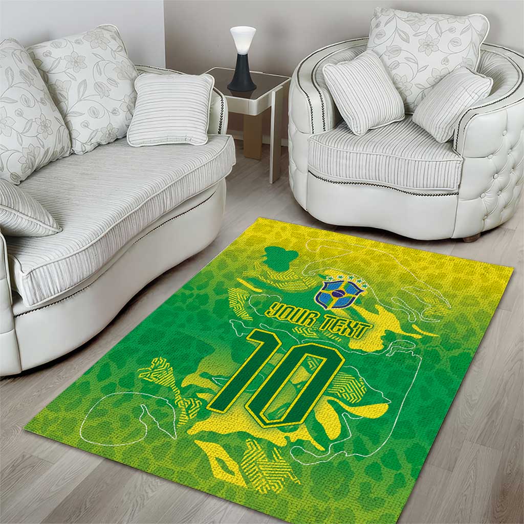 Custom Brazil National Football Area Rug South American Wild Nature Sporty Style - Wonder Print Shop