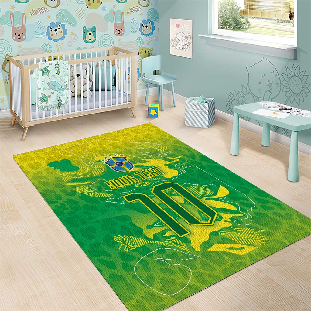 Custom Brazil National Football Area Rug South American Wild Nature Sporty Style - Wonder Print Shop