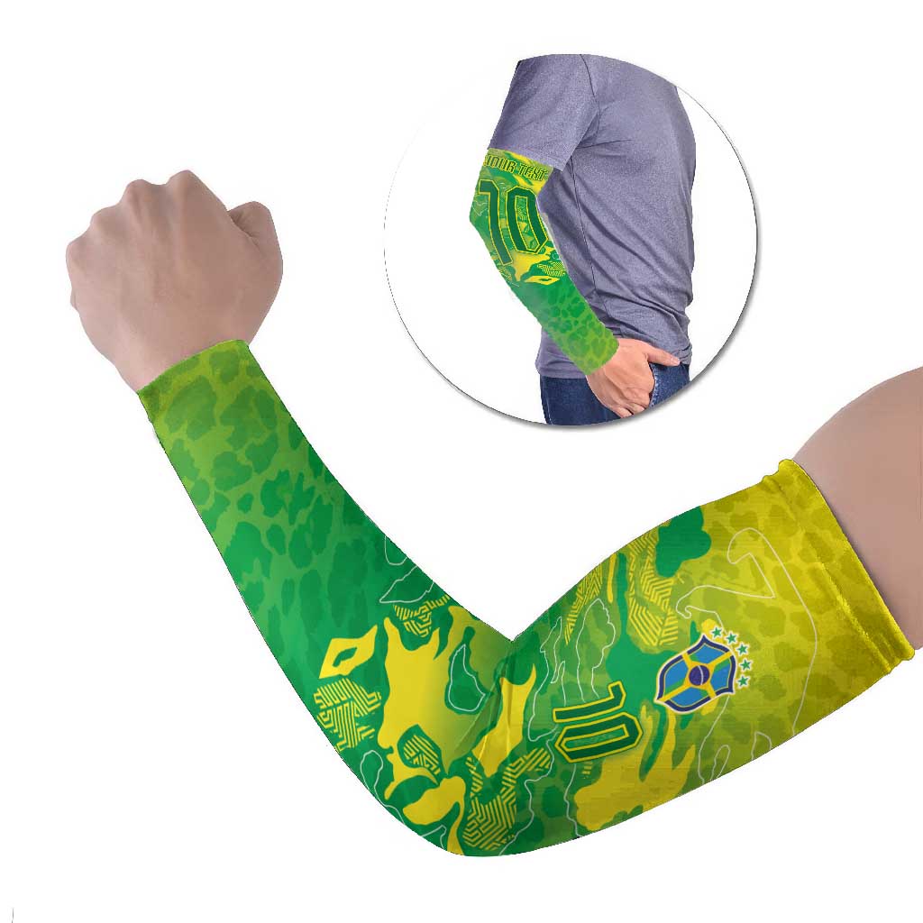 Custom Brazil National Football Arm Sleeves South American Wild Nature Sporty Style - Wonder Print Shop