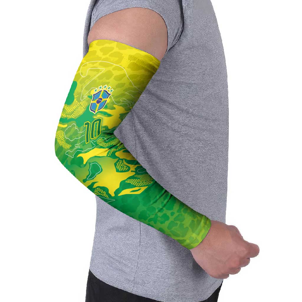 Custom Brazil National Football Arm Sleeves South American Wild Nature Sporty Style - Wonder Print Shop