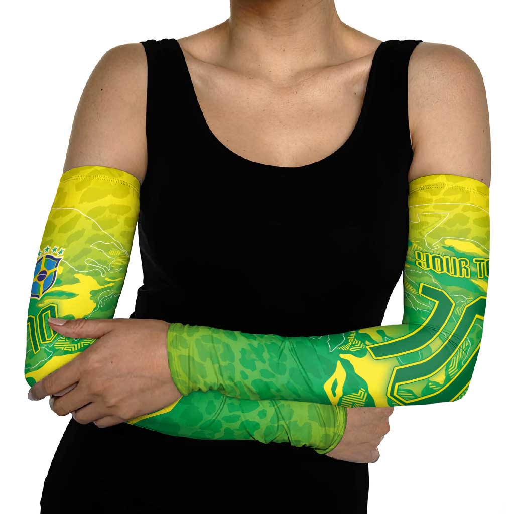 Custom Brazil National Football Arm Sleeves South American Wild Nature Sporty Style - Wonder Print Shop