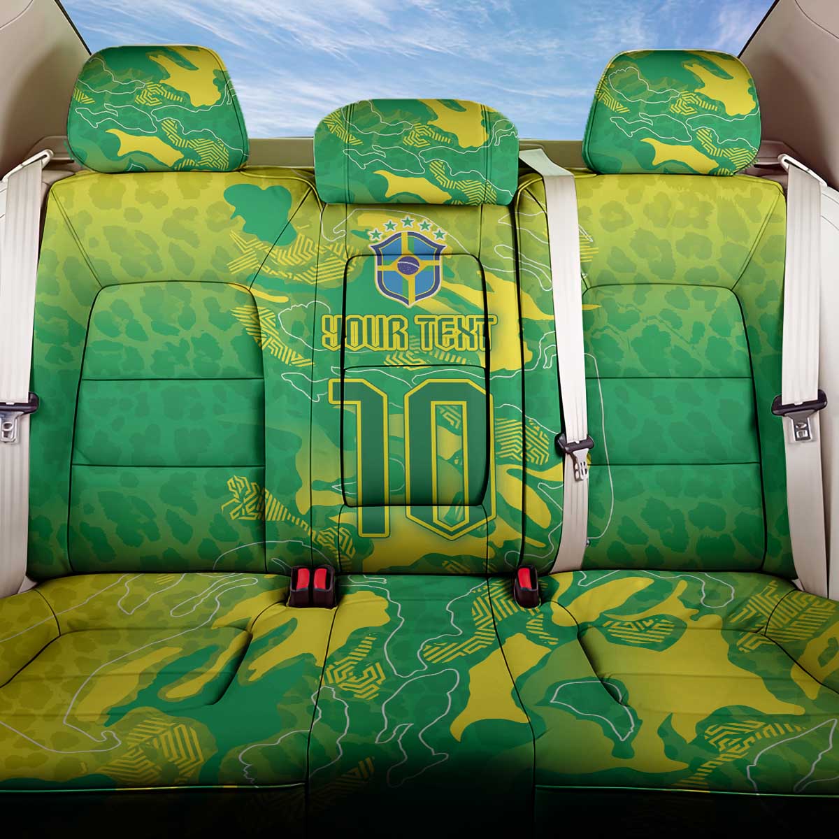 Custom Brazil National Football Back Car Seat Cover South American Wild Nature Sporty Style - Wonder Print Shop