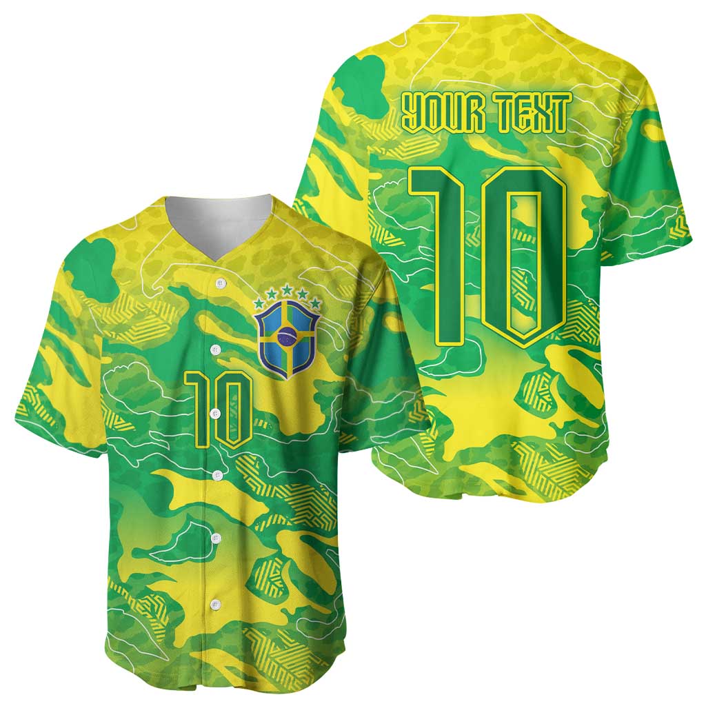 Custom Brazil National Football Baseball Jersey South American Wild Nature Sporty Style - Wonder Print Shop